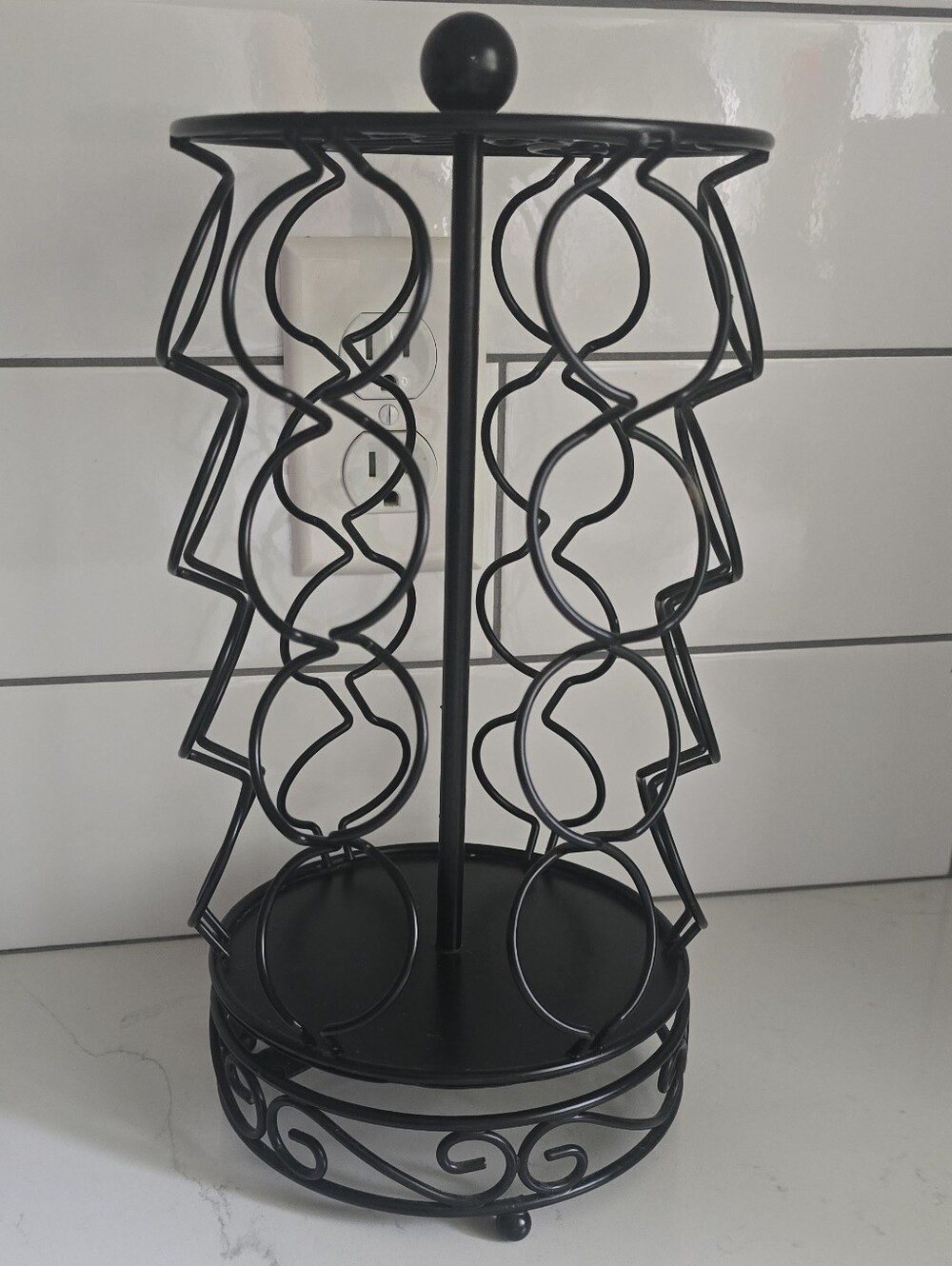 Black Metal Coffee Pod Carousel - Rotating Single-Serve Storage